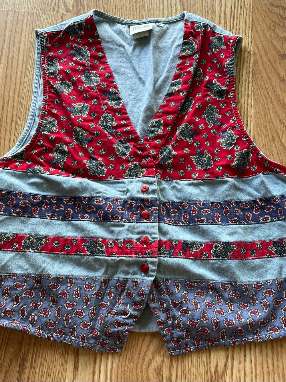 Casey & Max bandana print denim vest